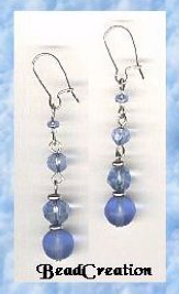 blue glass dangle earrings