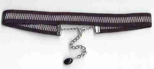 silver zipper choker black s m
