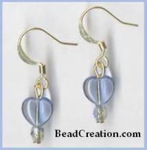 short blue earrings, heart earrings
