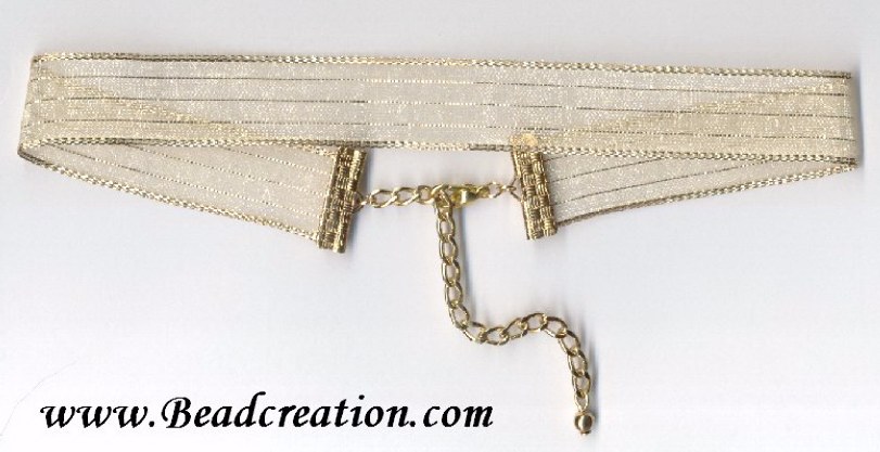 gold ribbon choker necklace