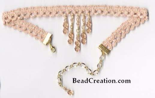 beaded trim necklace, peach choker