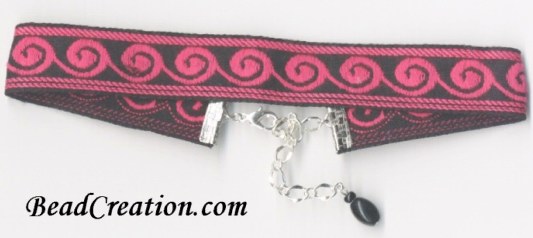 pink and black choker necklace
