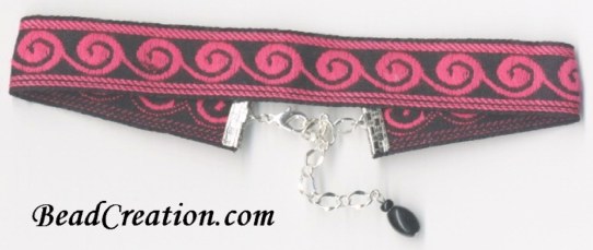 pink and black choker necklace