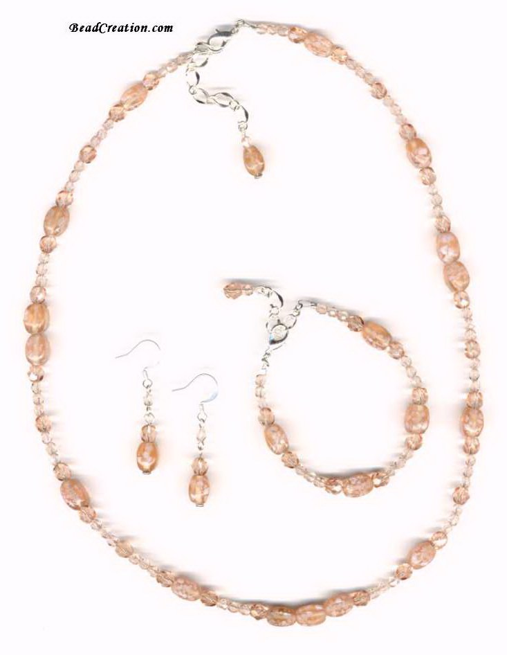 peach beaded necklace, jewelry set