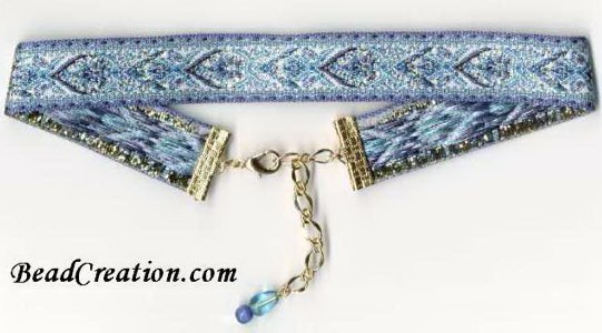 blue embroidered choker necklace