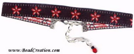 red and black necklace,ribbon choker