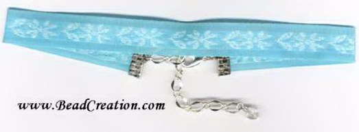 Teal ribbon choker necklace