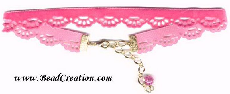 hot pink velvet choker, scalloped velvet necklace
