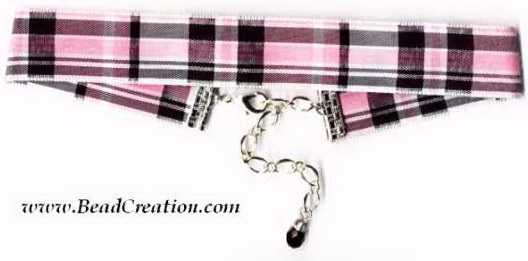 pink plaid necklace,jewelry