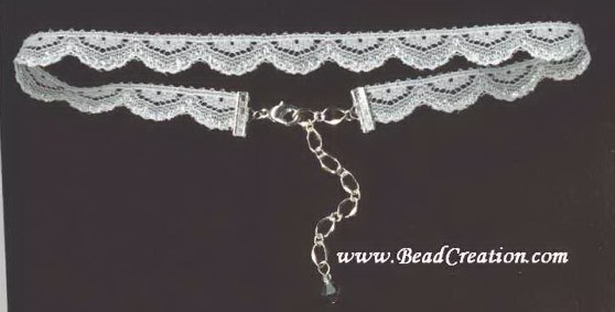 silver and white lace choker
