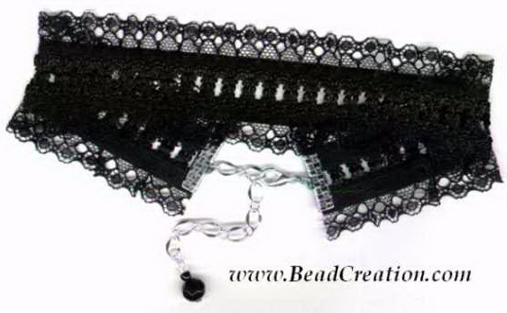 wide black lace choker