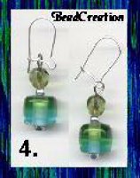 Green and Turquiose Glass Earrings