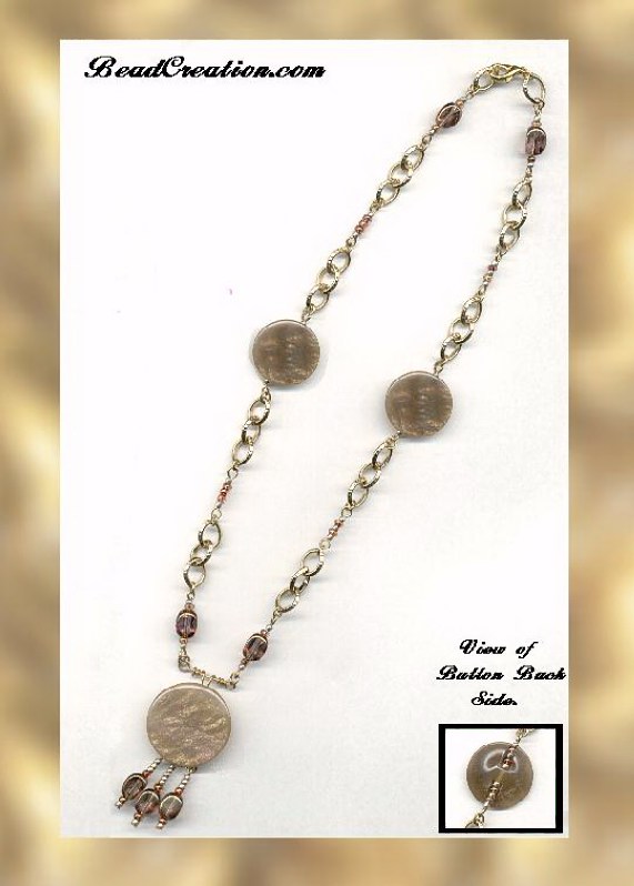 Button Necklace with gold & copper