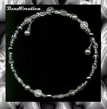 Silver choker beaded on memory wire
