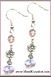 flower dangle earrings pink cheap silver earrings