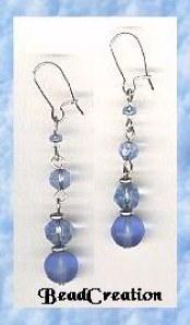 blue glass dangle earrings