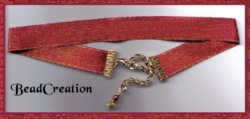 red sparkle ribbon choker, adjustable