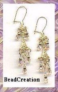 long skinny pink glass chandelier earrings