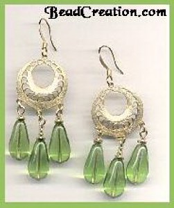 Earrings, Chandelier Earrings, green