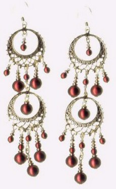 beaded chandelier earrings red chandelier earrings  gold hoop earring beaded