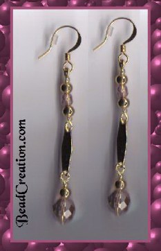 long dangle earrings purple glass beaded earrings