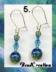 Turquiose and Olive Glass Earrings