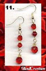 dangle earrings in red glass prom fashion earrings 