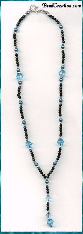 black and turquiose beaded ynecklace