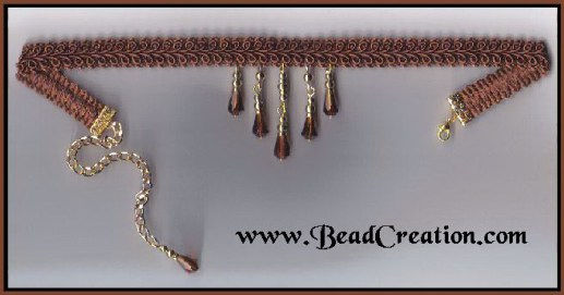 brown beaded lace choker