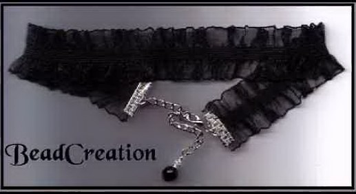 stretchy black lace choker beaded adjustable choker black
