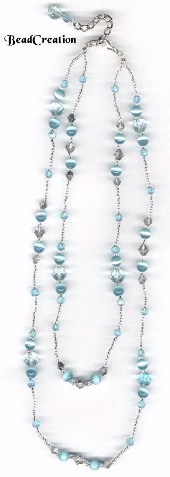 Light Turquoise Glass Beaded Necklace
