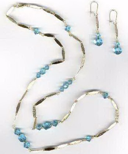 long beaded chain necklace, turquiose