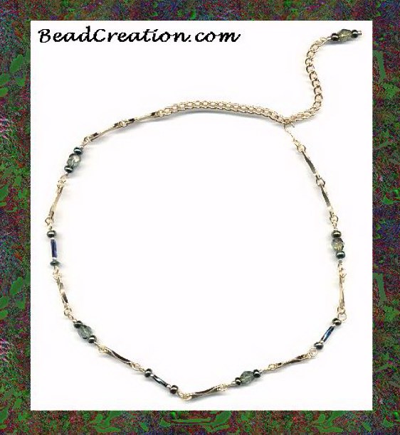 Green glass beaded jewelry handmade glass beaded chain necklace