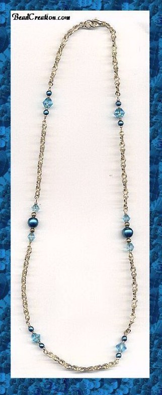 Teal Beaded Chain Necklace