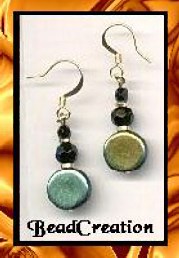 black iridescent small dangle earrings