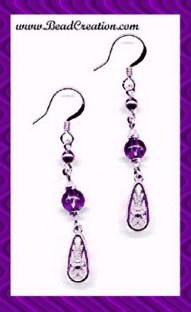 dangle earrings long beaded earrings purple glass earrings fashion earrings