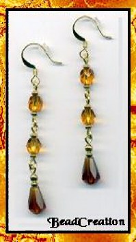 autumn colored earrings, long dangle earrings beaded earring