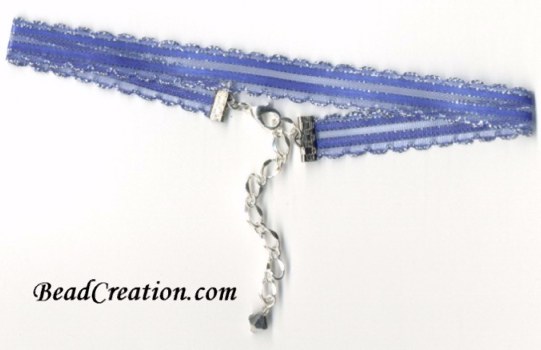blue purple choker necklace ribbon