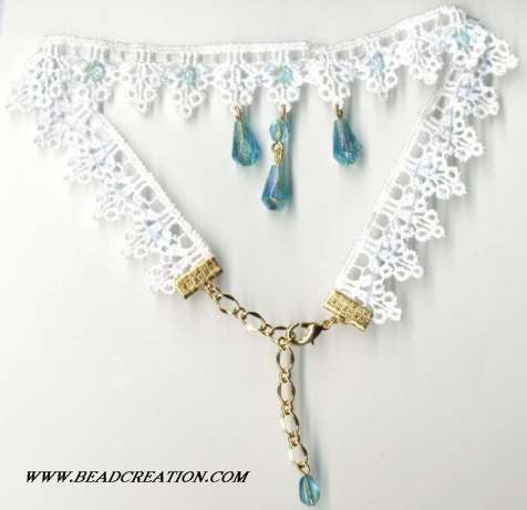 beaded lace choker necklace