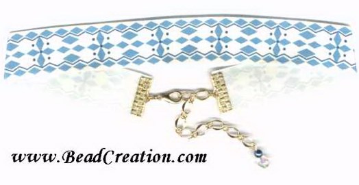 blue and white ribbon choker necklace