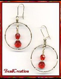 red glass beaded earrings