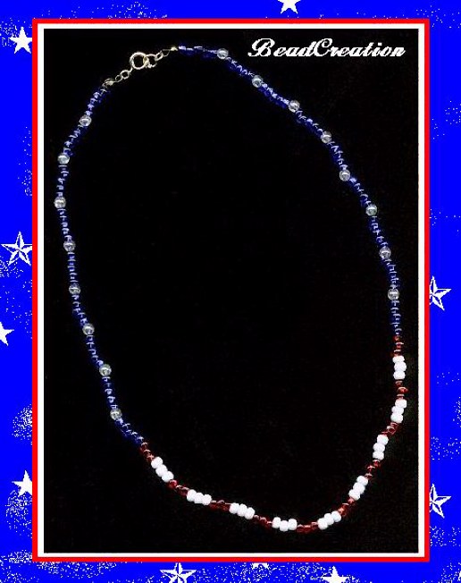 American Pride Beaded Necklace Inspired by the American Flag