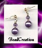 Purple Glass Pearl Earrings