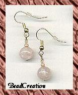 rose quartz crystal ball earrings